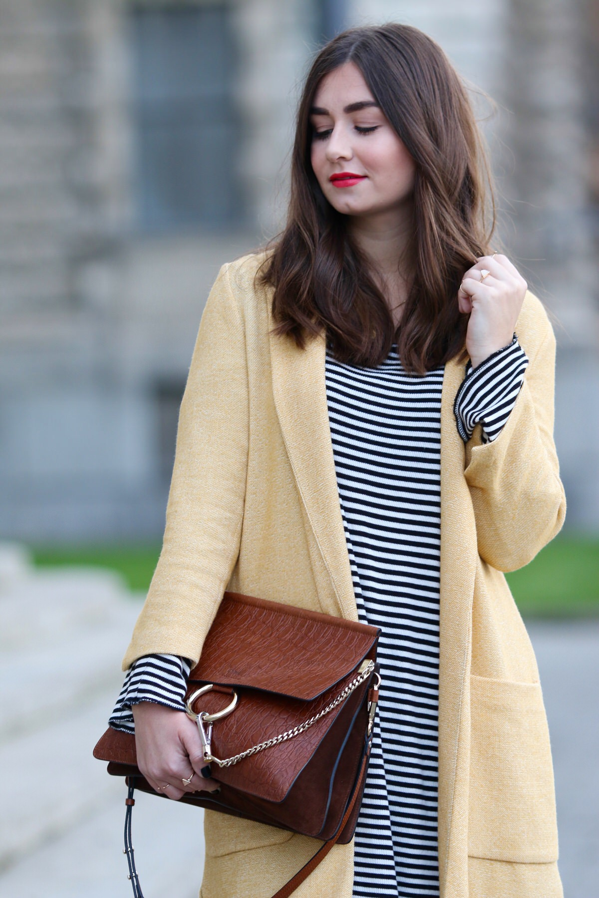 yellow zara coat