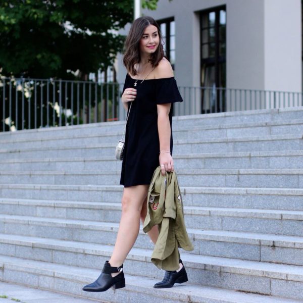 Asks Off Shoulder Kleid, andotherstories Cut out boots, asos Metalltasche, Chanel, Pandora, Zara