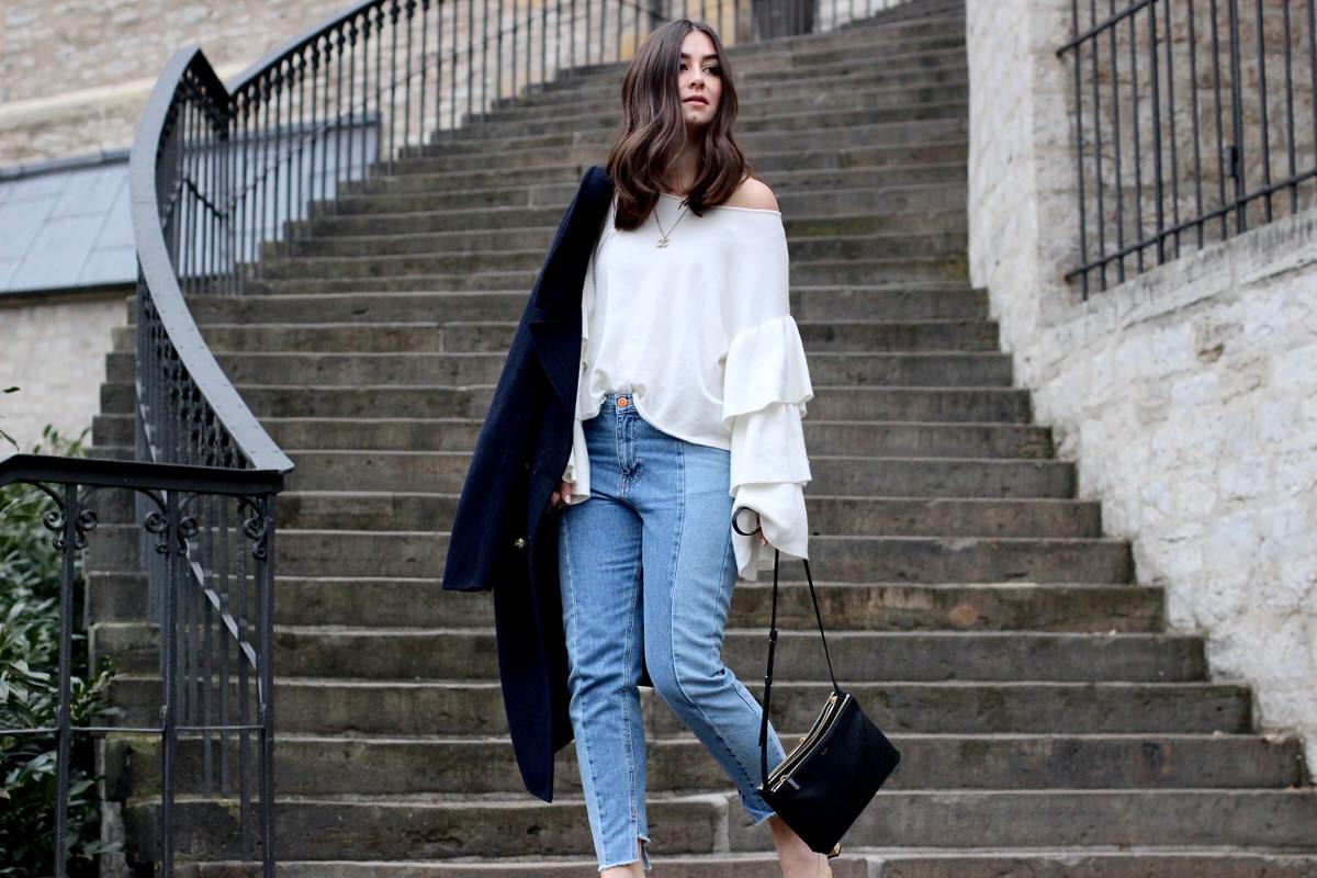 Chanel Slingback Pumps, Cropped Jeans, Rüschen Pullover, Celine Trio Bag, Streetstyle, Fashionblogger