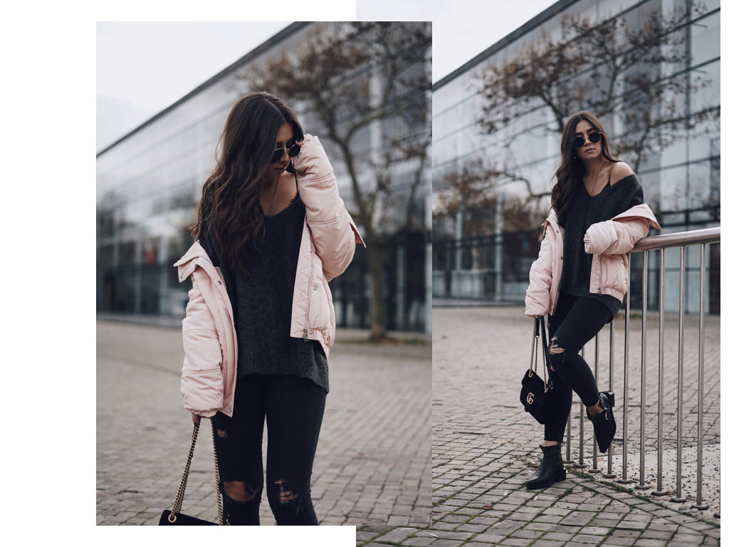 Zign Boots, Gucci Marmont Velvet, Samt, Puffer Jacket, Daunenjacke, Tom Tailor, H&M Mohair Pullover, Streetstyle, Winterlook, Outfit, Ray Ban Round Metal