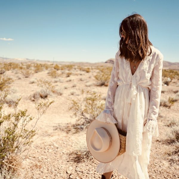 Outfit, Wüste Las Vegas, Maxi Kleid, Boho Kleid, Balenciaga Ceinture Boots, Lack of Color Hut, Ray Ban Sonnenbrille