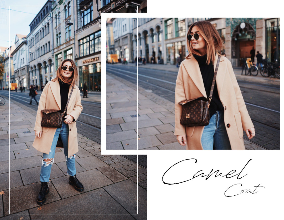 Herbst Trend Camel Mantel Levi S Jeans Dr Martens Boots Louis Vuitton Pochette Metis Veronique Sophie